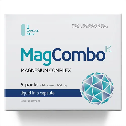 Miniatura 2 de MagCombo - Magnesio puro concentrado, fórmula de aceite especial para máxima absorción, enriquecido con vitaminas В2, В6, В12 y С, solo 1 cápsula