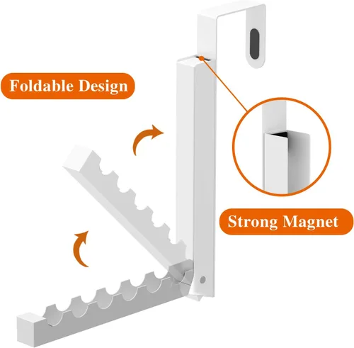 Miniatura 2 de Tendedero plegable para ropa interior y lavandería, paquete de 2 ganchos para colgar sobre la puerta con 6 ranuras, gancho plegable portátil