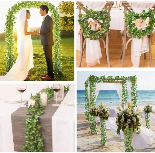 Miniatura 6 de Hojas de hiedra artificial de 84 pies, guirnalda colgante de vid falsa, follaje para el hogar, cocina, jardín, oficina, boda, decoración de pared