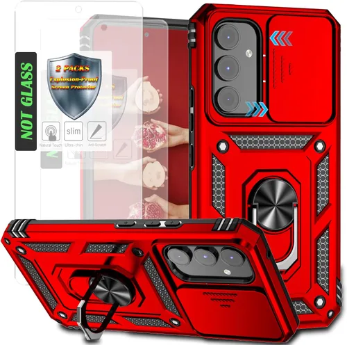Miniatura 19 de Funda para Galaxy A26 con cubierta para lente de cámara, protector de pantalla HD, protección contra caídas de grado militar, soporte de anillo