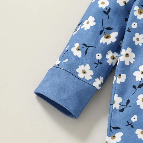 Miniatura 6 de CBHAIBLYD Ropa para bebé recién nacida, mameluco con volantes, manga larga, floral, traje de otoño con diadema