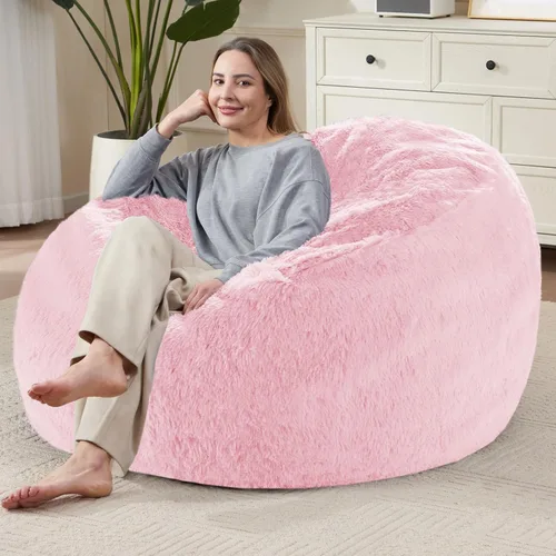 Miniatura 44 de Bean Bag Cover (No Filler) Soft Faux Fur Stuffed Animal Bean Bag Storage, Fluffy Plush Bean Bag Chair Cover Washable, Comfy Bean Bag Covers for Dark
