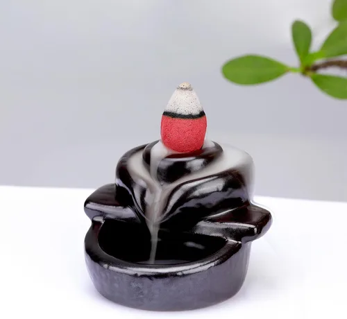 Miniatura 11 de Quemador de Incienso de Reflujo Mano de Buda, Quemador de Incienso Cascada, Fuente de Incienso de Cerámica Portaincienso de Buda, Quemador de Conos