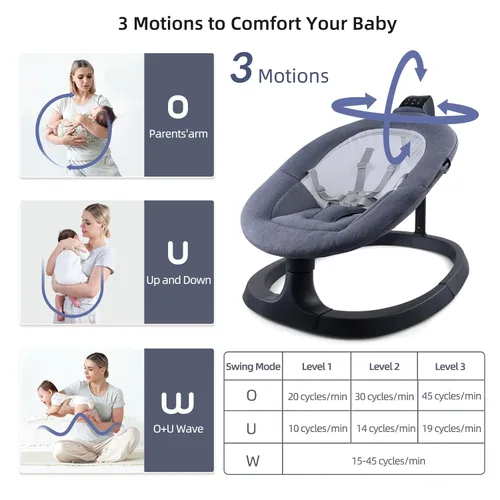 Miniatura 3 de VaVaSoo Columpio eléctrico 2 en 1 para bebé, asiento para niños pequeños de hasta 66 libras, soporte de doble brazo para mayor estabilidad, 3