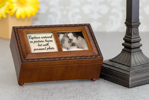 Miniatura 8 de Cottage Garden Bautizado en Cristo cuerda de madera de grano de madera caja de música de joyería reproduce una gracia increíble