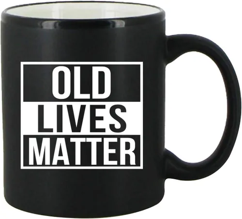DU VINO Old Lives Matter Taza de café de 11 onzas, divertido regalo de cumpleaños o jubilación para personas mayores mayores, regalo de broma para