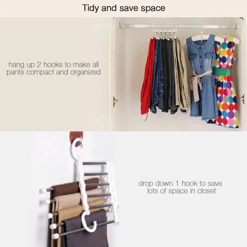 Miniatura 2 de Tipo colgante no plisado pantalones perchero, toallero, gancho de seda para toallas, gancho para cinturón, forma creativa ahorra 5 veces espacio