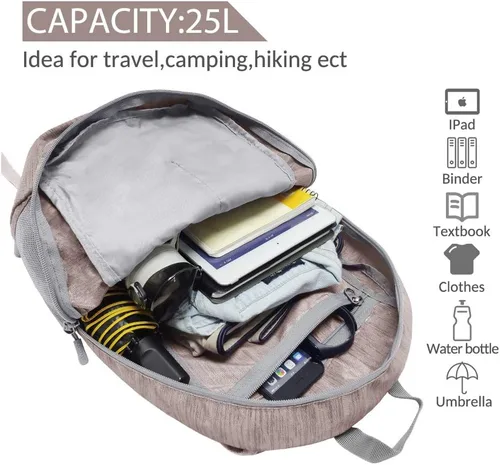 Miniatura 3 de ZOMAKE Mochila plegable ultraligera de 25 litros, mochilas de senderismo plegables resistentes al agua, mochila plegable pequeña para viajes