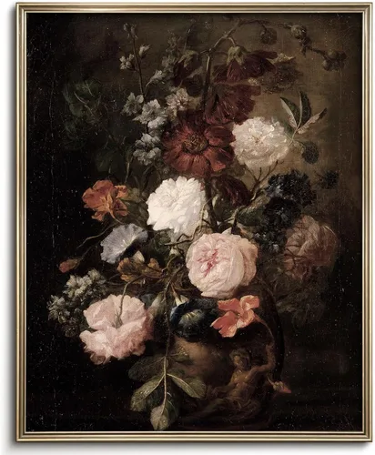 Miniatura 54 de Pintura vintage de paisaje de campo de flores silvestres, arte de pared de paisaje rural de granja, impresión artística de paisaje de jardín