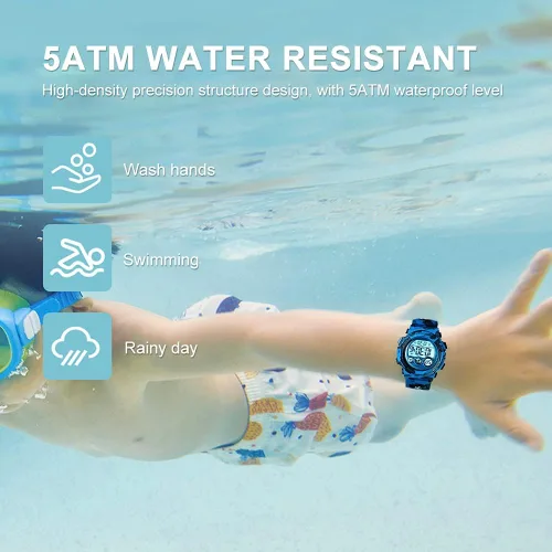 Miniatura 6 de GOLDEN HOUR Relojes para niños, deportes digitales, impermeables, para niños y niñas, para exteriores, alarma de 1224 horas, retroiluminación