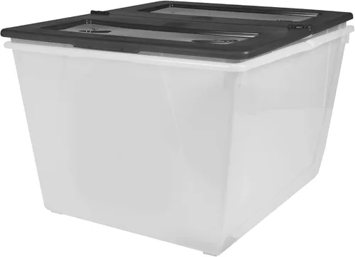 Miniatura 3 de Storex Bolsa de almacenamiento de 16 galones (60 L) con tapa plegable, 22.7 x 18.25 x 12.86 pulgadas, escarcha/negro, paquete de 4 (00900A04C)