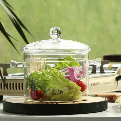 Miniatura 3 de Olla de cocina de vidrio transparente Cacerola de vidrio para ensalada de sopa de fideos