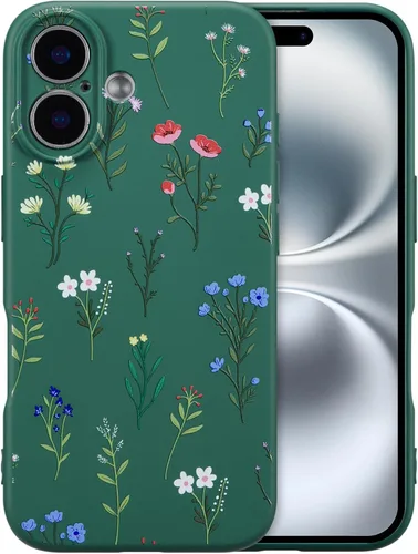Miniatura 68 de RALEAVO Funda Floral para iPhone 12, Cubierta de Silicona Líquida con Bonito Patrón de Rama de Flores para Niñas y Mujeres, Funda Protectora de Goma