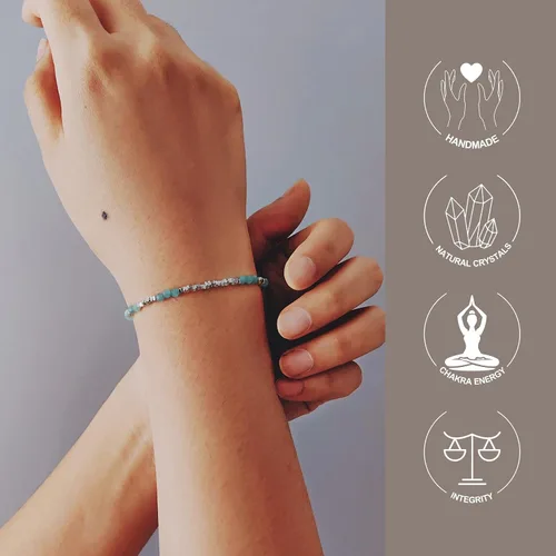 Miniatura 4 de Pulsera de cuentas de cristal natural de plata 925 hecha a mano. Joyería energética de piedras preciosas facetadas para mujeres, regalo