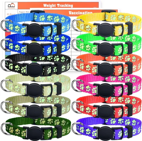 Miniatura 10 de GAMUDA Collares de arena para cachorros, bandas de identificación ajustables de nailon súper suave, diseño de camuflaje, varios colores, juego de 12