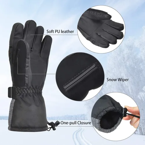 Miniatura 3 de Guantes de esquí impermeables para hombres y mujeres, guantes de snowboard 3M Thinsulate con media máscara de esquí para esquí, snowboard, palas
