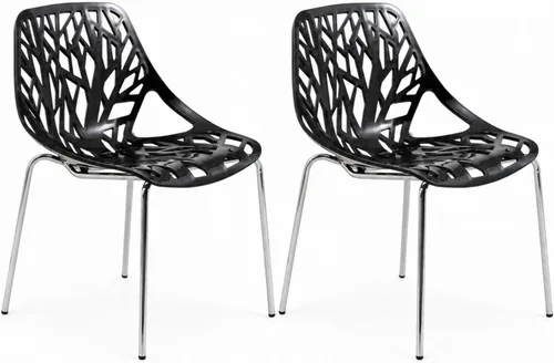 LeisureMod Asbury - Juego de 2 sillas de comedor modernas, asiento de polipropileno con patas cromadas, cómodas sillas de cocina y comedor, asientos