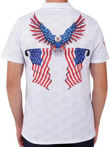 Miniatura 4 de PAGYMO Camisas de golf para hombre, divertidas camisas de golf para hombres, camisas polo hawaianas para hombres, camisa patriótica con estampado