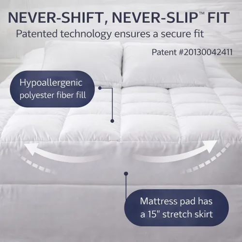 Miniatura 2 de brylanehome Gel Touch cama Tite Topper, Poliéster, Blanco