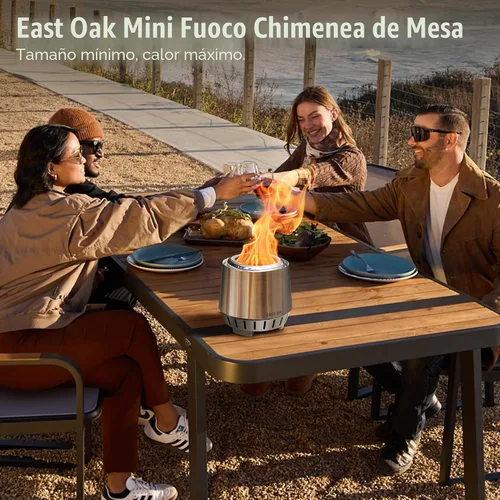 Miniatura 8 de East Oak Fuoco - Fogón de Mesa Sin Humo Bandeja de Cenizas 3 en 1 Fogón Portátil para Madera y Pellets Acero Inoxidable Quema 120% Más