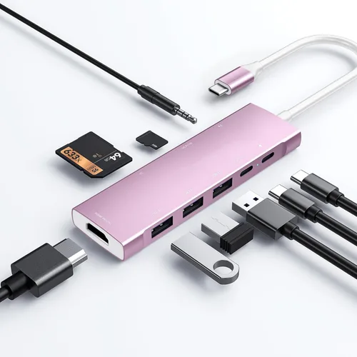 Miniatura 8 de Adaptador USB C HUB para iPad Pro 9 en 1 iPad Pro M4 M2 M1 13 12.9 11 pulgadas iPad Air 5 4 estación de acoplamiento con 4K HDMI, USB-C PD, lector