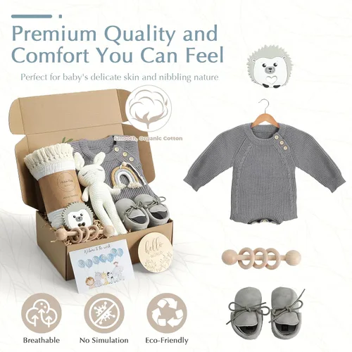 Miniatura 2 de meloom Set de regalo para bebé, caja de regalo para recién nacido, boho, género neutro, unisex, artículos esenciales para bebés, regalos de baby