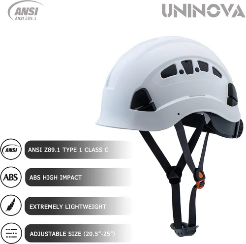Miniatura 4 de Casco de seguridad – Casco aprobado por ANSI Z89.1 ajustable – Suspensión de trinquete de 6 puntos y cascos OSHA Blanco