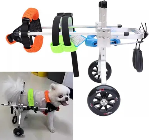 Dog Wheelchair 2 Wheels Adjustable Doggy Walk Assistant for Back Legs, Dog Rehabilitation Cart for Hind Limb Injured，Mobility Weakness Cat/Dog Leg