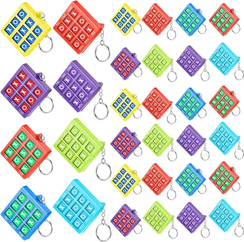 Miniatura 12 de Hicarer 16 llaveros de fiesta de Tic Tac Toe para fiesta de cumpleaños a granel, regalos de fin de año para estudiantes, niños de 8 a 12 años