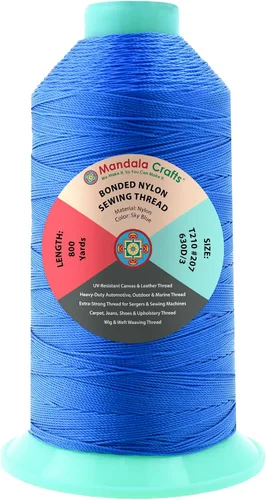 Miniatura 377 de Mandala Crafts - Hilo de nailon para coser cuero, tapicería, mezclilla y para trenzar el pelo; resistente, 1500 yardas, tamaño 69 T70 Marrón