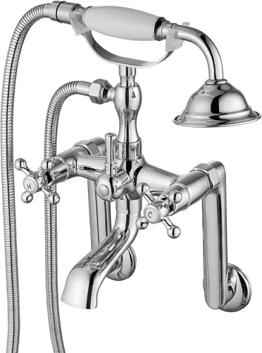 Miniatura 16 de gotonovo Clawfoot - Grifo de bañera con grifo de ducha de mano, juego victoriano de doble cruz con brazos oscilantes ajustables en el centro de 6