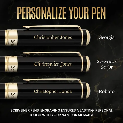 Miniatura 2 de Scriveiner Bolígrafo negro – Impresionante bolígrafo de lujo negro mate, repuesto Schmidt negro, el mejor juego de regalo para hombres y mujeres