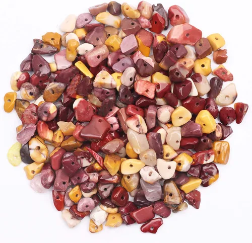 Miniatura 44 de 500 piezas Cuentas de piedra de chip natural, Alabastro 5-8 mm Piedras preciosas irregulares curativas de cristal sueltas con agujero perforado