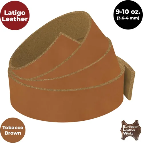 Miniatura 4 de ELW 9-10 oz (0.142-0.157 in) Latigo Cinturón de cuero Grado Correas y tiras Tamaño: 1"x84" (2.5x213cm) Marrón tabaco Piel de vaca de grano