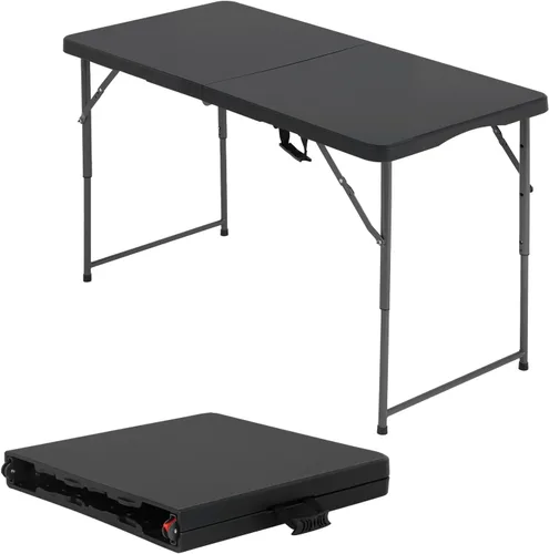 HKLGorg Mesa plegable, mesa plegable de plástico resistente para interiores y exteriores, mesas de comedor para fiestas, fáciles de montar con Negro