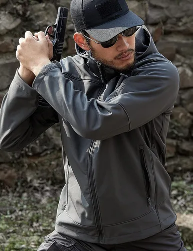 Miniatura 7 de FREE SOLDIER Chaqueta de senderismo Softshell para hombre, impermeable, con capucha, táctica, cazadora