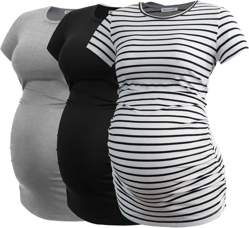 Smallshow - Camiseta de maternidad para mujer, diseño de lados fruncidos, tipo túnica, prendas para el embarazo
