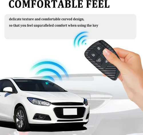 Miniatura 4 de Compatible con Funda para Llavero de Chevy & Funda para Llavero de GMC, Carcasa para Llavero de Fibra de Carbono con Llavero y Anillo para Llaves