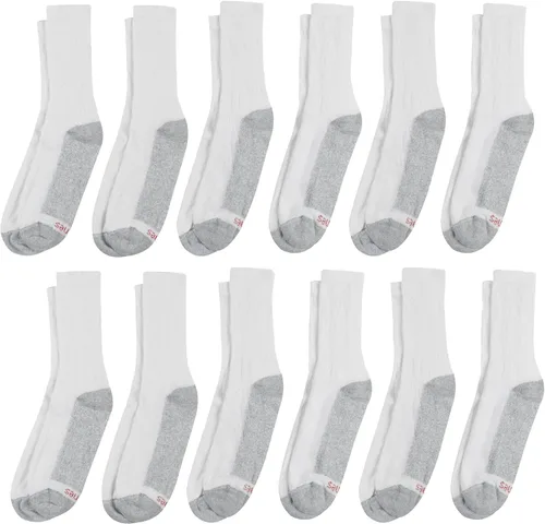 Miniatura 6 de Hanes Calcetines dobles resistentes para hombre, que disipan la humedad del cuello redondo y el tobillo, color blanco y negro, varios paquetes