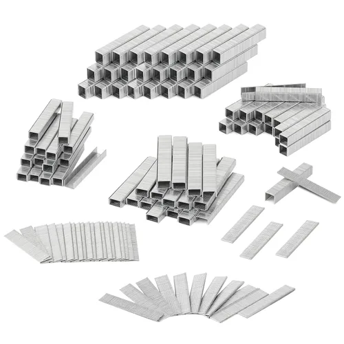 SHALL Kit combinado de grapas T50 resistentes y clavos Brad 18GA, 8000 unidades, cuatro tamaños de grapas T50 para pistola de grapas, incluyendo