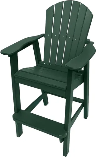 Phat Tommy Silla alta Adirondack – Muebles de exterior de polietileno de alta densidad – Taburete de bar Adirondack de polietileno – Mueble pesado