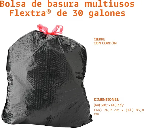 Miniatura 3 de Amazon Basics Flextra - Bolsas de basura multiusos con cordón, 30 galones, 50