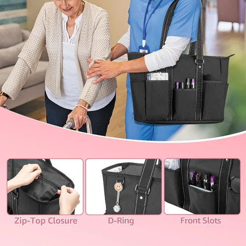 Miniatura 4 de Damero Bolsas de mano para enfermera, bolsa de enfermera con funda acolchada para laptop y múltiples bolsillos para el trabajo, cuidado de la salud