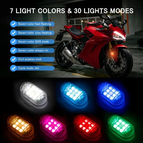 Miniatura 4 de SEISSO Paquete de 2 luces estroboscópicas LED inalámbricas con control remoto anticolisión, carga USB, kit de luces de emergencia para drones, luces
