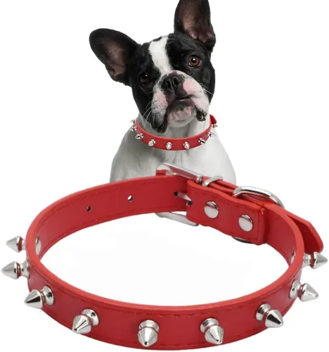 Miniatura 12 de Collar de perro con pinchos para perros medianos, remache de hongos, piel sintética suave, collar de gato con tachuelas, ajustable para perros Azul