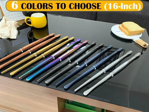 Miniatura 5 de Jetkong 2 pinzas de cocina de 40.6 cm, extra grandes, de acero inoxidable, para alimentos, pinzas de cocina gigantes (color dorado)