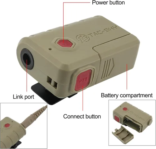 Miniatura 6 de Línea de extensión de auriculares tácticos U174 Plug PTT con Bluetooth, compatible con teléfono móvil, para COMTAC, AMP, Sordin, etc. auriculares