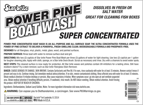Miniatura 2 de STAR BRITE Power Pine Boat Wash Super Concentrate – 128oz hace 384 galones, cera y pulido seguro (093700)