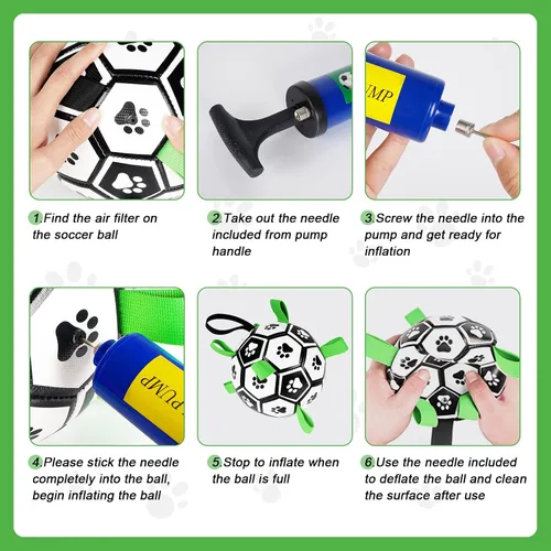 Miniatura 6 de Juguetes para perros con correas, pelota de fútbol de 6" Copa del Mundo, juguetes interactivos para perros para tirón de guerra, juego de jardín