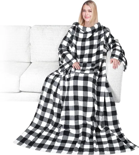 Miniatura 18 de PAVILIA Wearable Blanket with Sleeves for Adult Women Men, Cozy Fleece Warm Wrap Throw with Arms, Gifts for Christmas, Wife